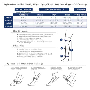 Truform Sheer Compression Stockings, 20-30 mmHg, Women's Thigh High Length, 30 Denier