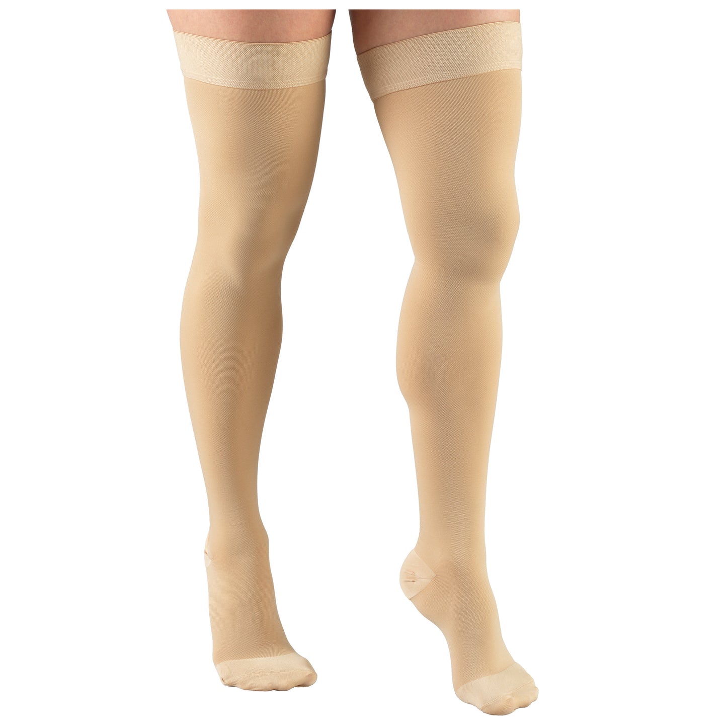 Truform 15-20 mmHg Compression Stockings for Men and Women, Thigh High Length, Dot Top, Closed Toe