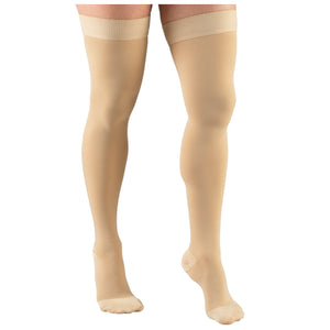 Truform 15-20 mmHg Compression Stockings for Men and Women, Thigh High Length, Dot Top, Closed Toe