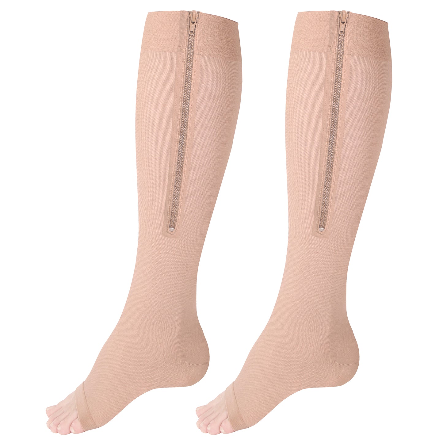 Truform Zipper Compression Stockings, 15-20 mmHg Medical Socks, Women and Men, Knee High, Open Toe