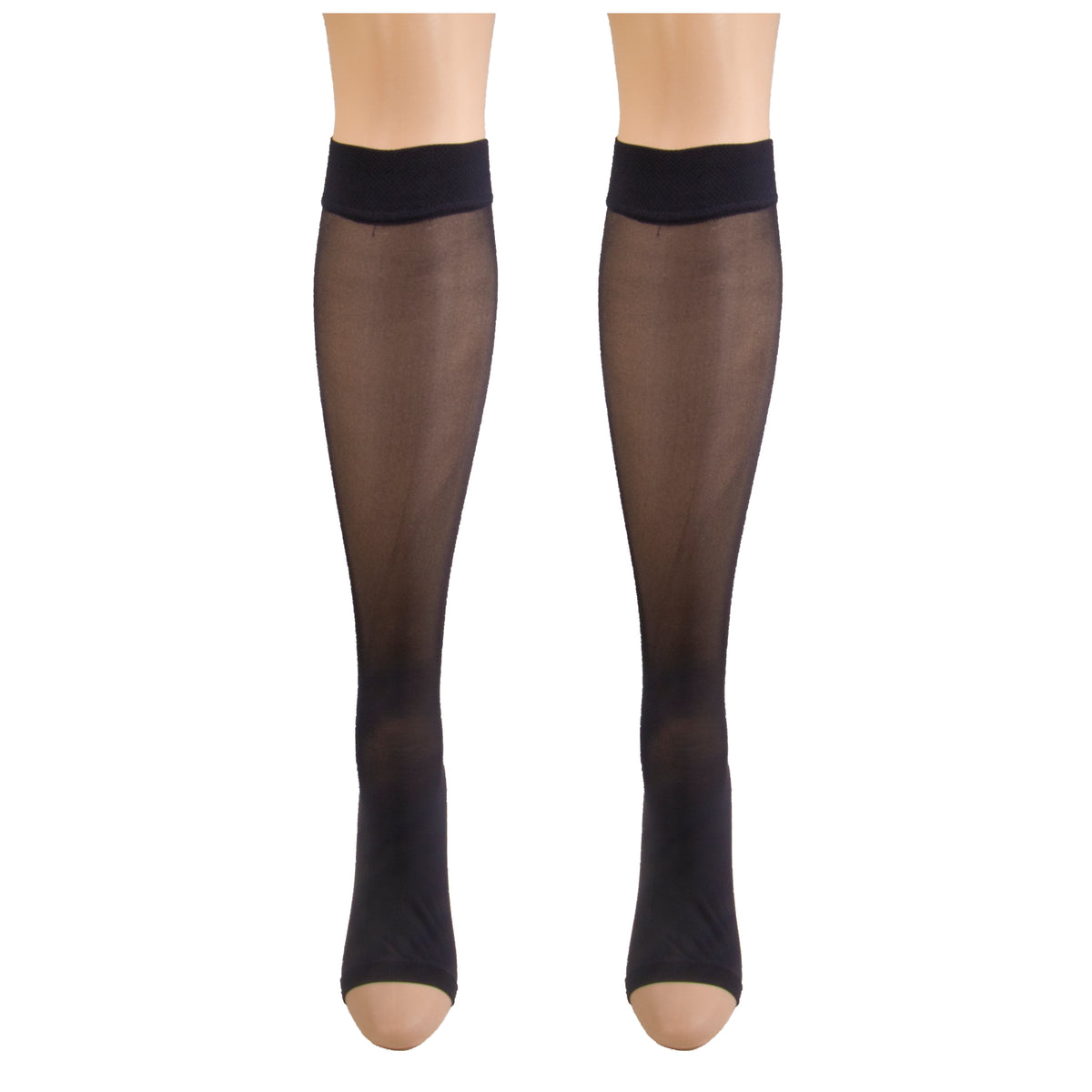 Truform Sheer Compression Stockings, 8-15 mmHg, Women's Open Toe, Knee High Length, 20 Denier