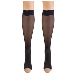 Truform Sheer Compression Stockings, 8-15 mmHg, Women's Open Toe, Knee High Length, 20 Denier