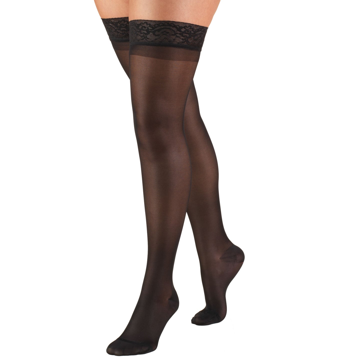 Truform Sheer Compression Stockings, 15-20 mmHg, Women's Thigh High Length, 20 Denier