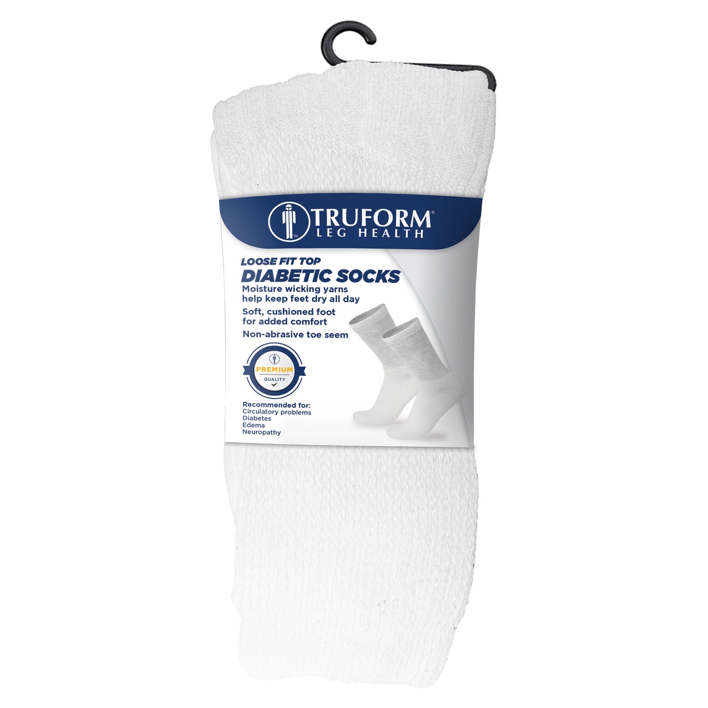 Truform Premiere Diabetic Socks for Men and Women, Medical Style Crew Length, Mid Calf Height
