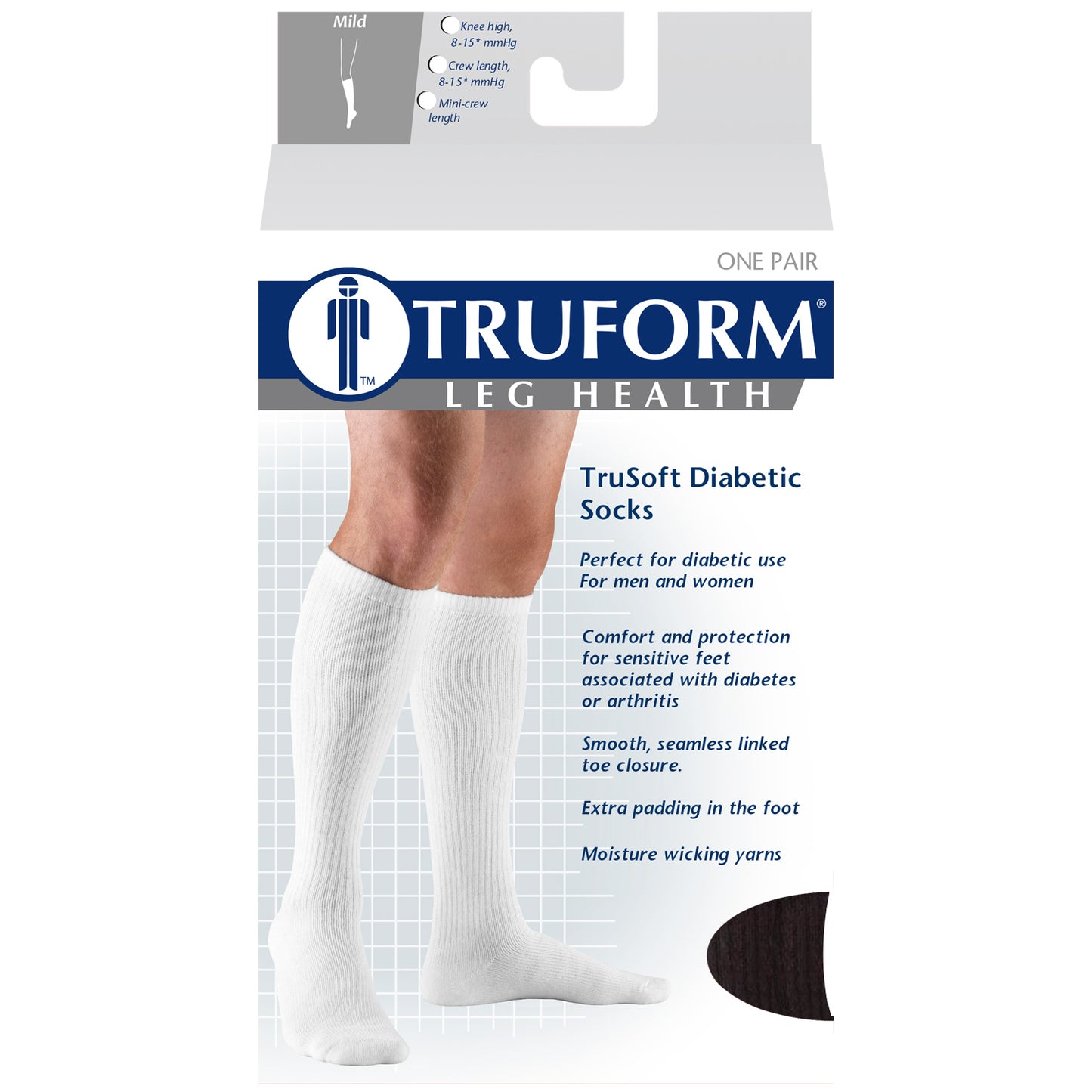 Truform Diabetic Compression Socks for Men and Women, 8-15 mmHg Knee High Over Calf Length