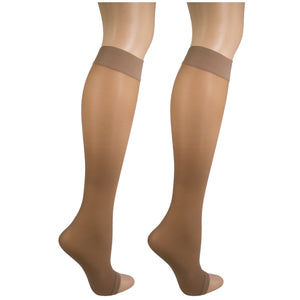 Truform Sheer Compression Stockings, 8-15 mmHg, Women's Open Toe, Knee High Length, 20 Denier