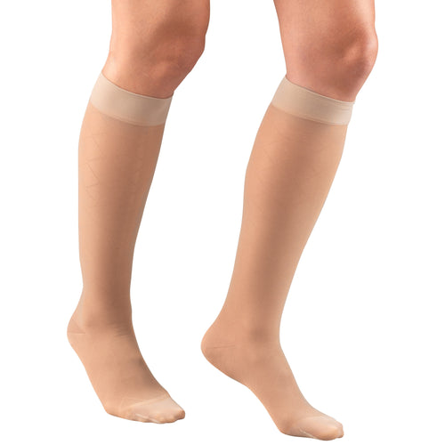 Truform Sheer Compression Stockings, 15-20 mmHg, Women's Knee High Length, Diamond Pattern