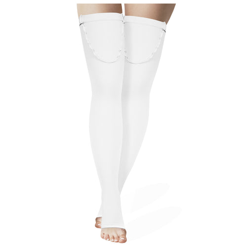 Truform Surgical Stockings, 18 mmHg Compression for Men and Women, Thigh High Length, Open Toe