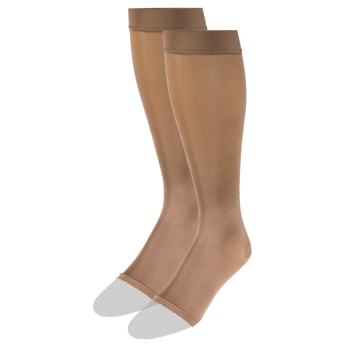 Truform Women's Compression Stockings, 15-20 mmHg, Knee High Length, Open Toe, Opaque