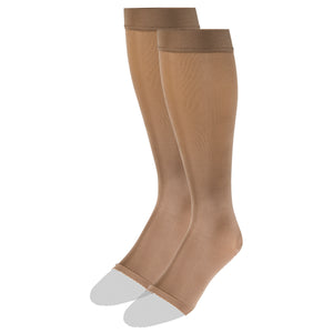 Truform Women's Compression Stockings, 15-20 mmHg, Knee High Length, Open Toe, Opaque