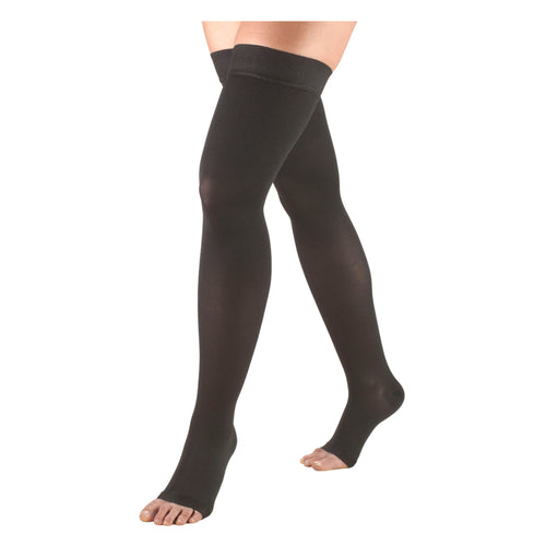 Truform 20-30 mmHg Compression Stockings for Men and Women, Thigh High Length, Dot-Top, Open Toe