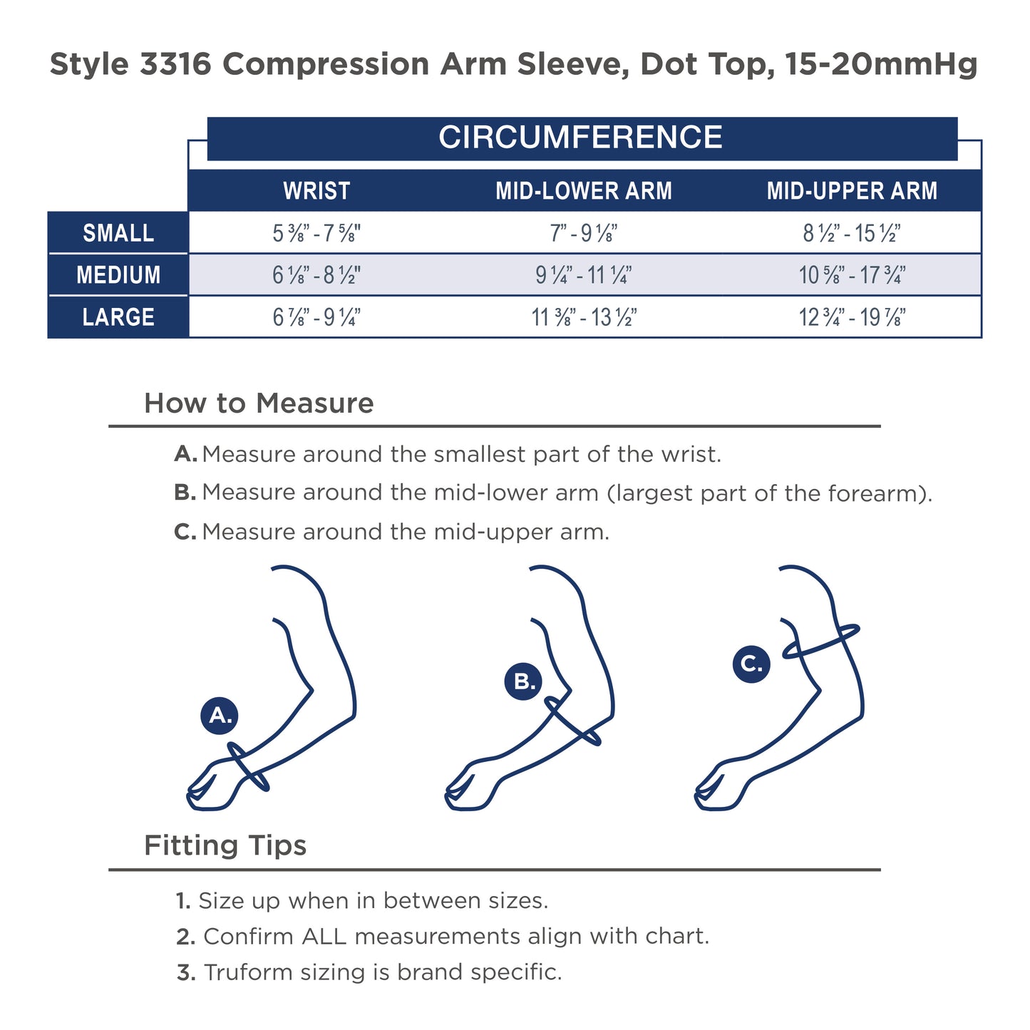 Truform Lymphedema Compression Arm Sleeve, 15-20 mmHg Post Mastectomy Support, Dot Top Grip Band