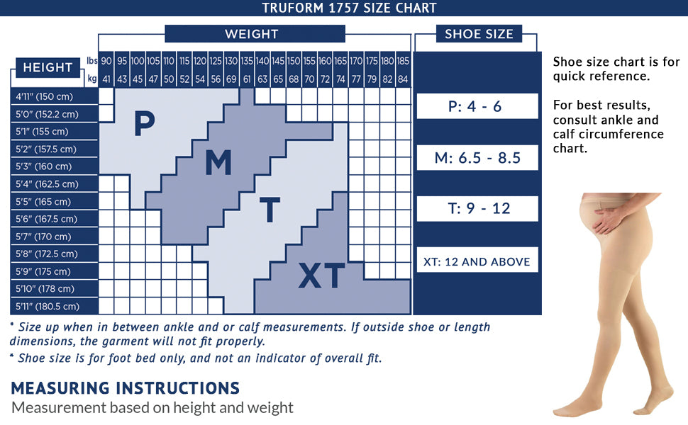 Truform 20-30 mmHg Maternity Compression Pantyhose, Tummy Support for Pregnant Bumps