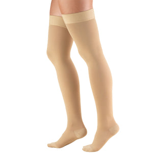Truform 30-40 mmHg Compression Stockings for Men and Women, Thigh High Length, Dot-Top, Closed Toe