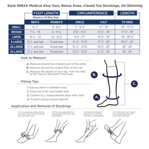 Truform 20-30 mmHg Medical Compression Stockings, Aloe Infused Microfiber, Knee High, Closed Toe