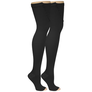 Truform Surgical Stockings, 18 mmHg Compression for Men and Women, Thigh High Length, Open Toe