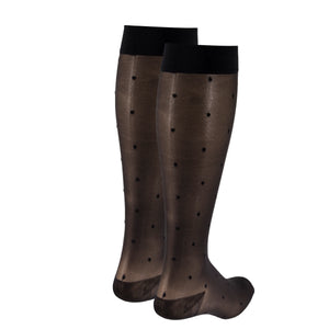 Truform Sheer Compression Stockings, 15-20 mmHg, Women's Knee High Length, Dot Pattern