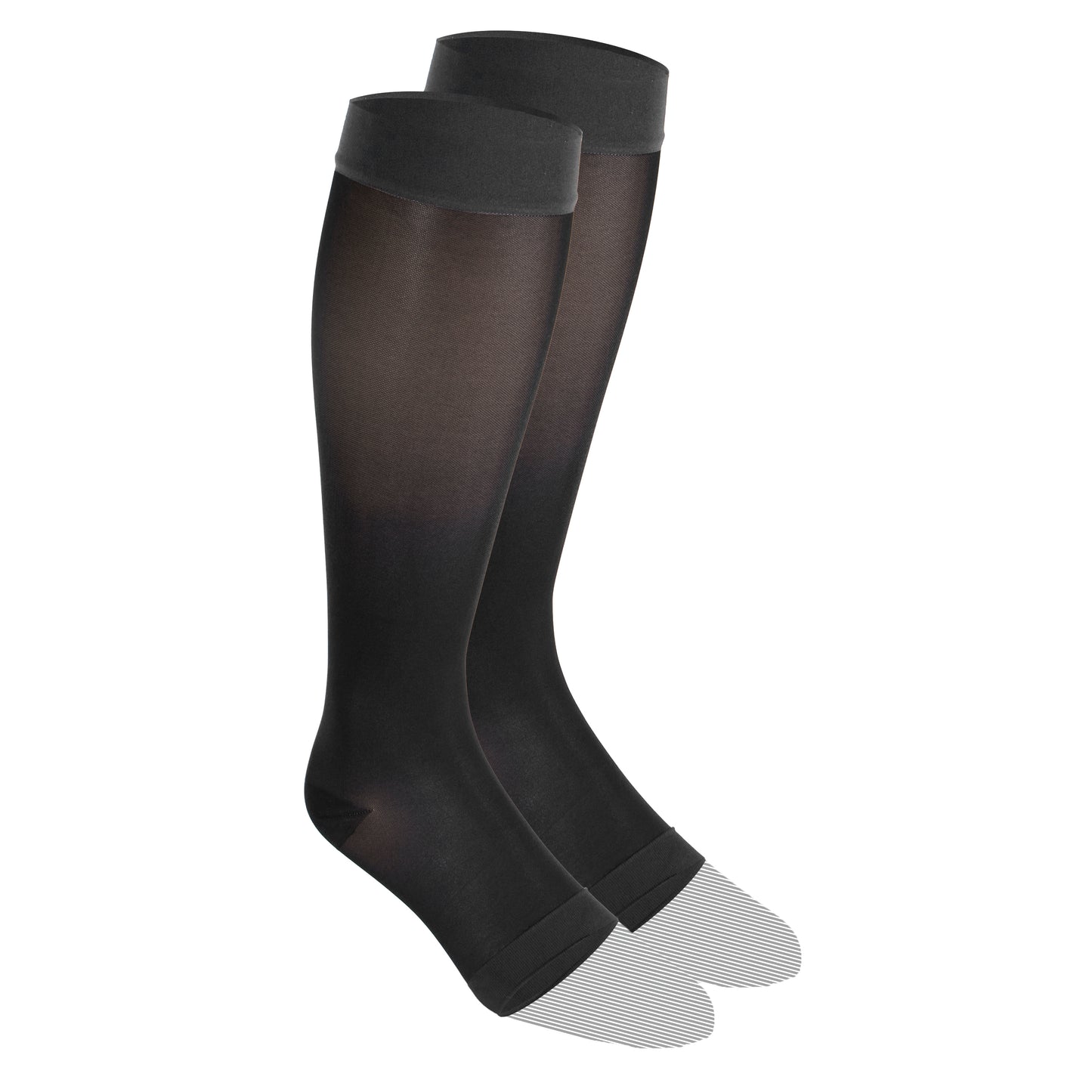 Truform Sheer Compression Stockings, 15-20 mmHg, Women's Knee High Length, Open Toe, 20 Denier