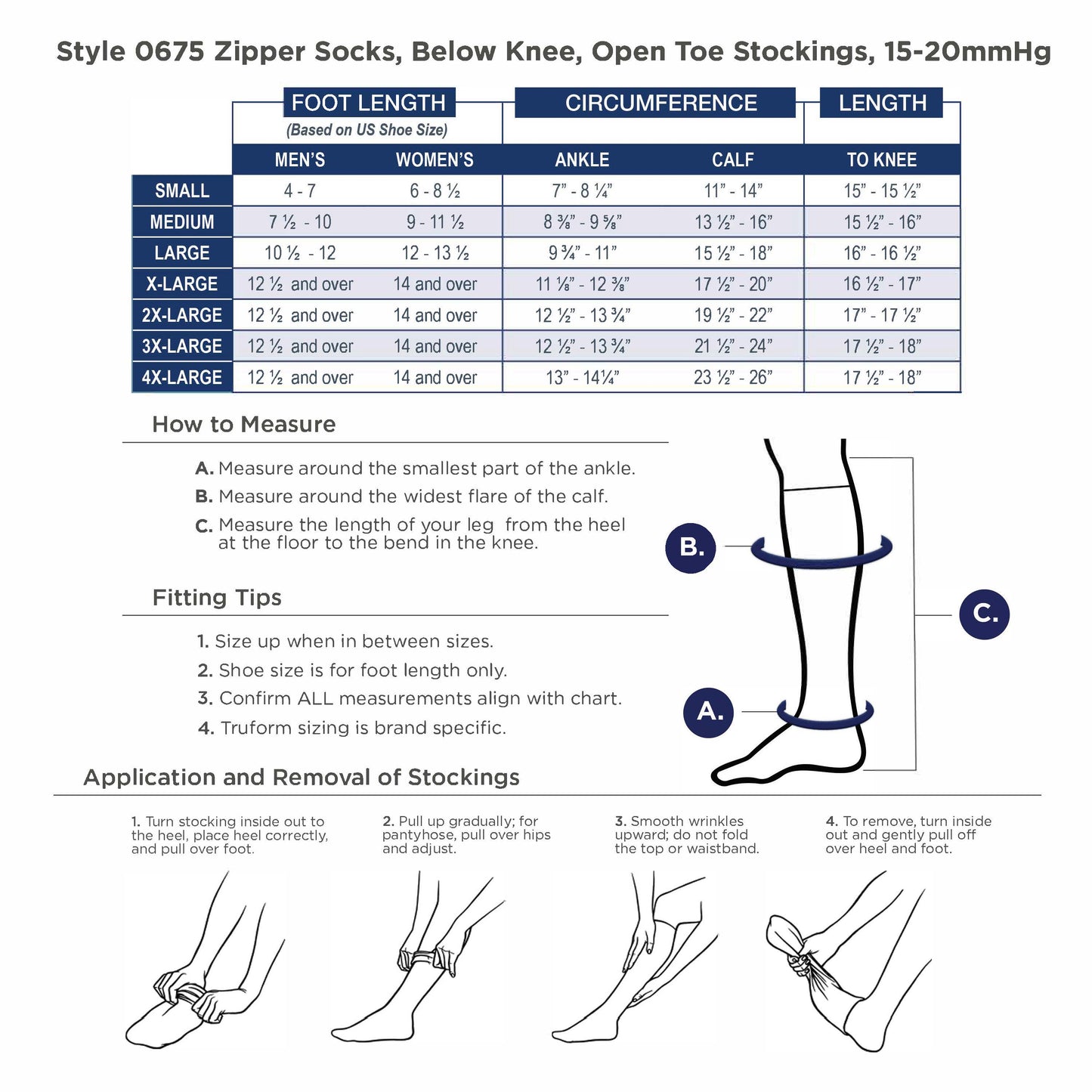 Truform Zipper Compression Stockings, 15-20 mmHg Medical Socks, Women and Men, Knee High, Open Toe