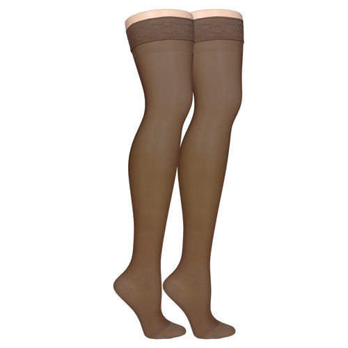Truform Sheer Compression Stockings, 15-20 mmHg, Women's Thigh High Length, 20 Denier