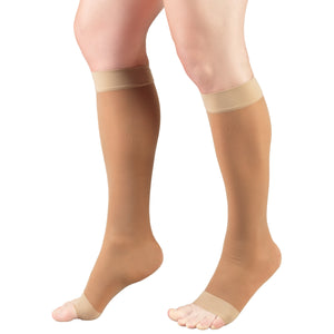 Truform Sheer Compression Stockings, 8-15 mmHg, Women's Open Toe, Knee High Length, 20 Denier