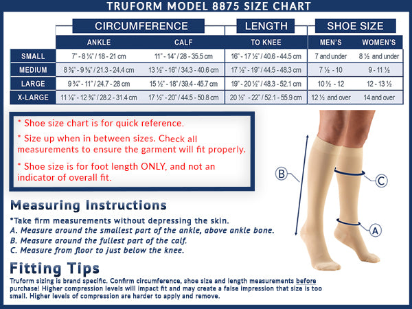 Truform 15-20 mmHg Compression Stockings for Men and Women, Knee High Length, Closed Toe