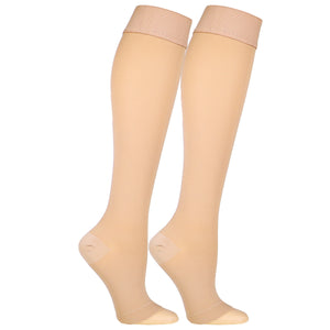 Knee High Stockings, Open Toe, Dot Top: 30 - 40 mmHg