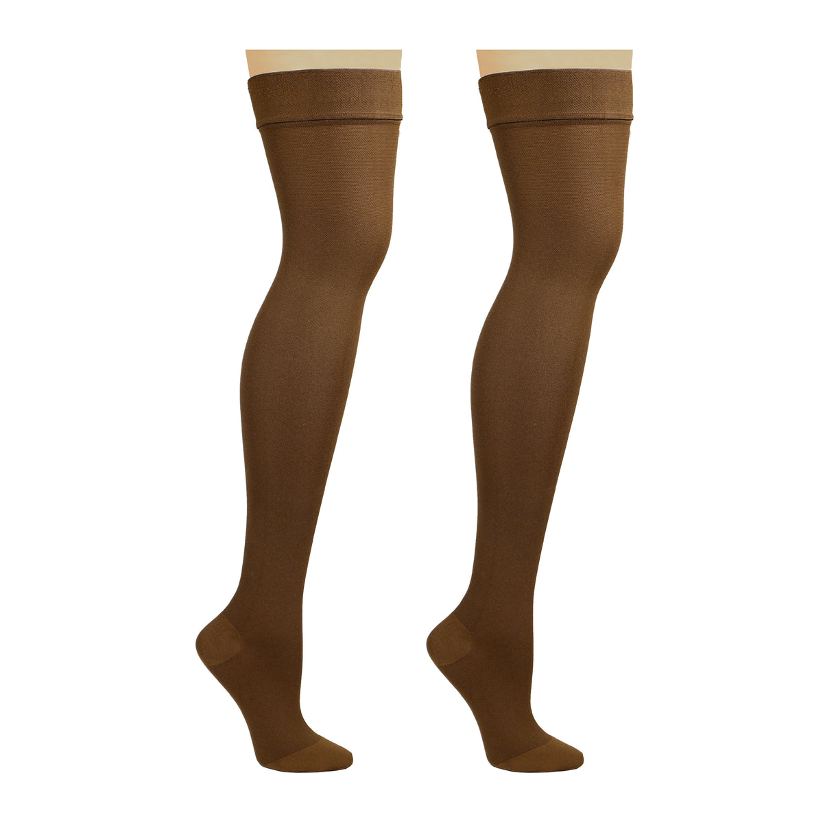 Truform 20-30 mmHg Compression Stockings for Men and Women, Thigh High Length, Dot Top, Closed Toe