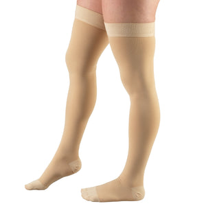 Truform 20-30 mmHg Compression Stockings for Men and Women, Thigh High Length, Dot Top, Closed Toe