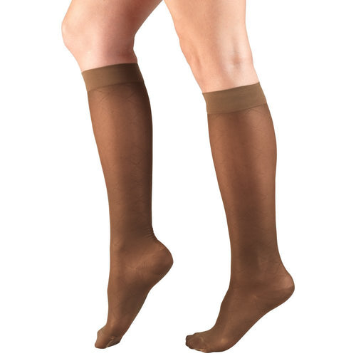 Truform Sheer Compression Stockings, 15-20 mmHg, Women's Knee High Length, Diamond Pattern