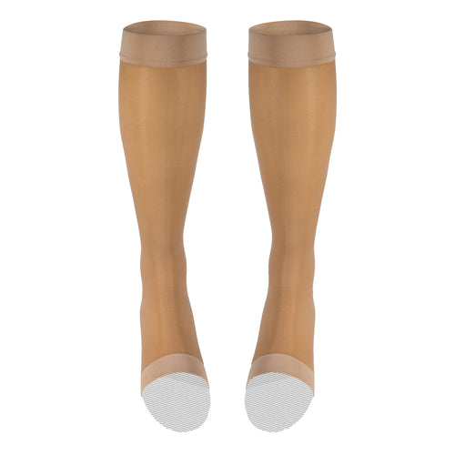 Truform Sheer Compression Stockings, 15-20 mmHg, Women's Knee High Length, Open Toe, 20 Denier
