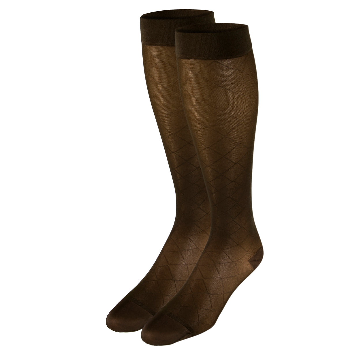 Truform Sheer Compression Stockings, 15-20 mmHg, Women's Knee High Length, Diamond Pattern