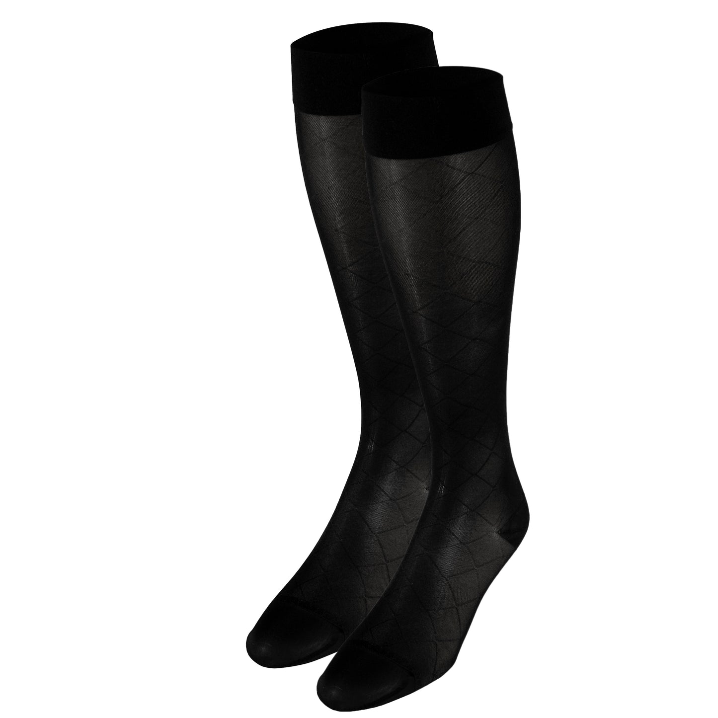 Truform Sheer Compression Stockings, 15-20 mmHg, Women's Knee High Length, Diamond Pattern