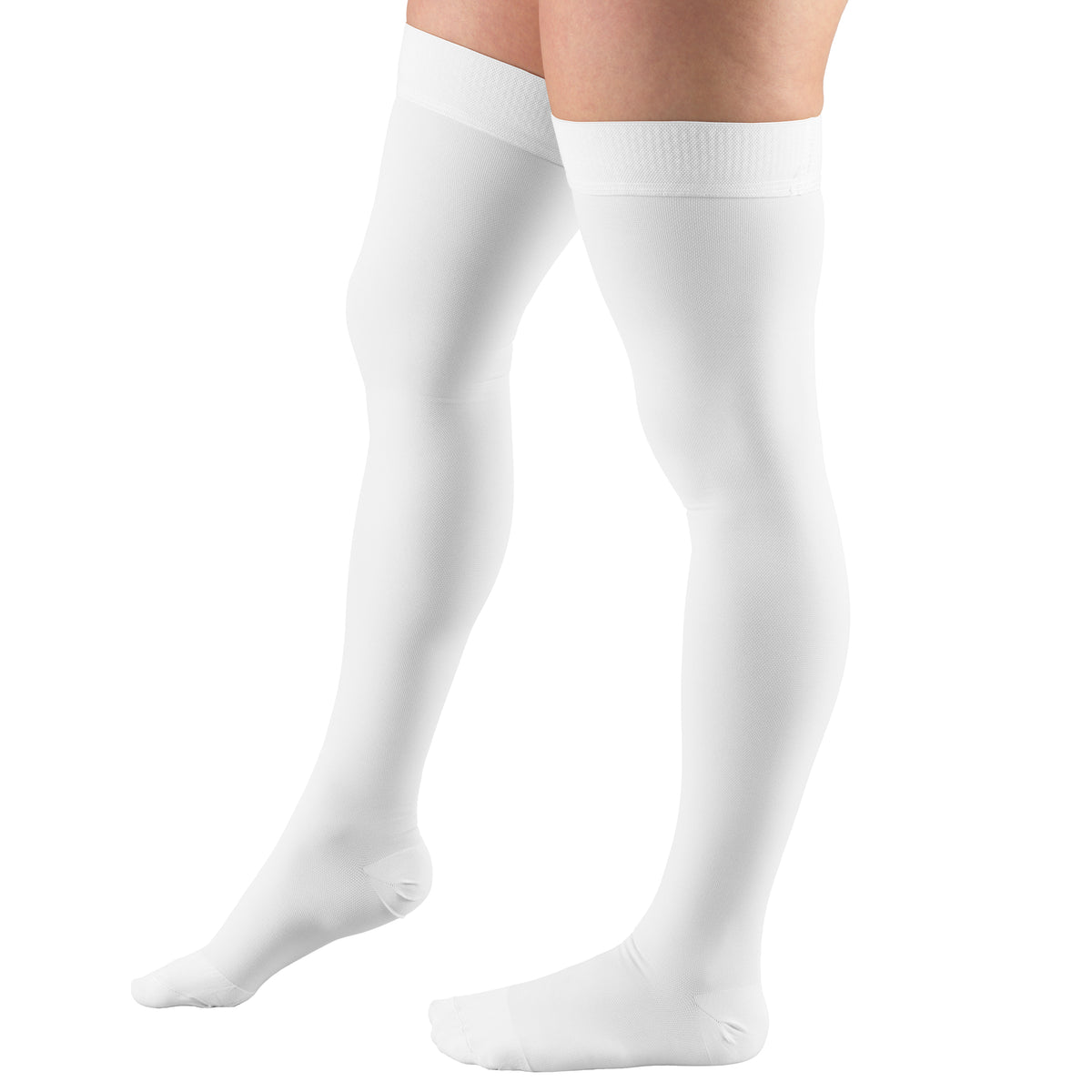 Truform 20-30 mmHg Compression Stockings for Men and Women, Thigh High Length, Dot Top, Closed Toe