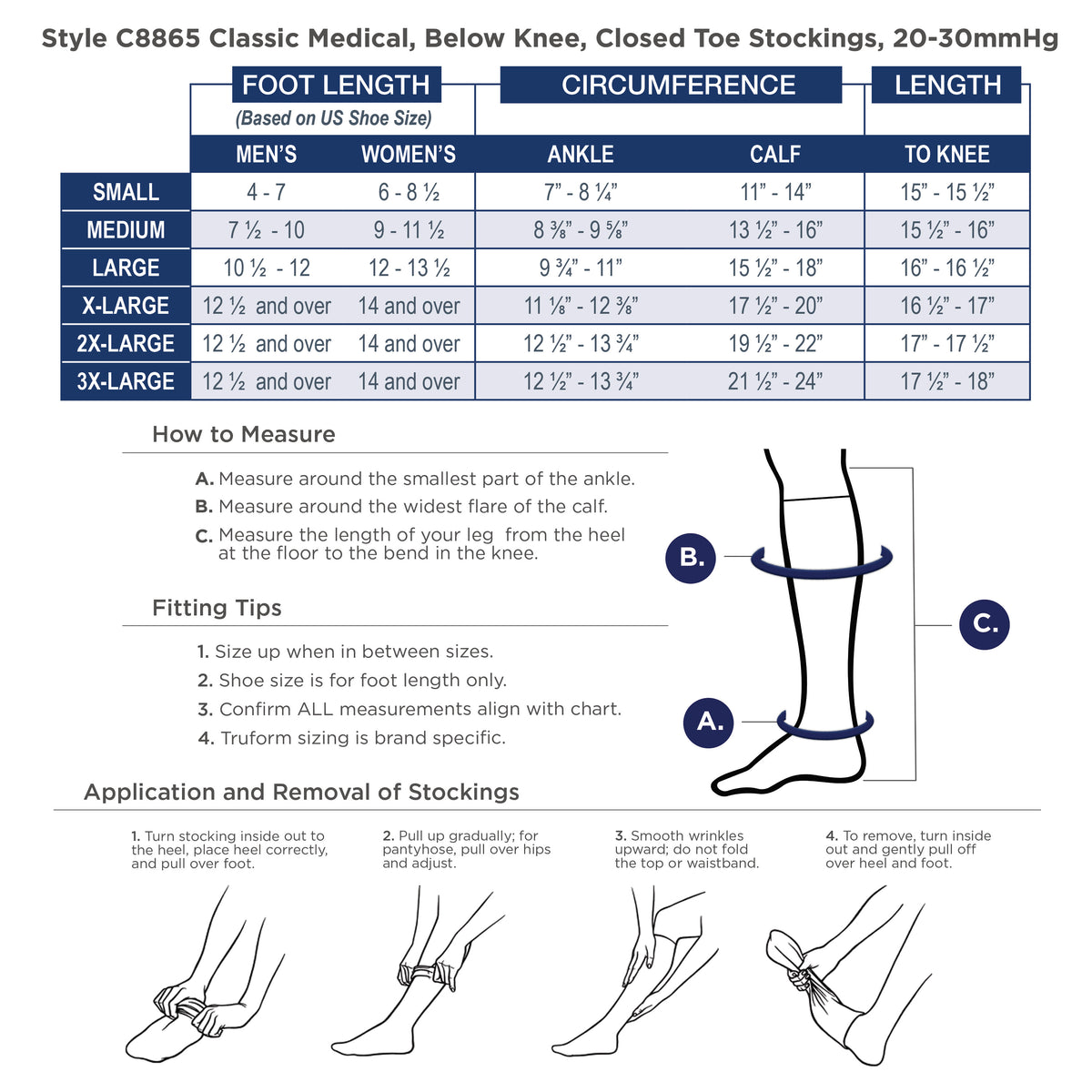 Truform 20-30 mmHg Compression Stockings for Men and Women, Knee High Length, Closed Toe