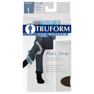 Truform Compression Socks, 15-20 mmHg, Men's Gym Socks, Knee High Over Calf Length