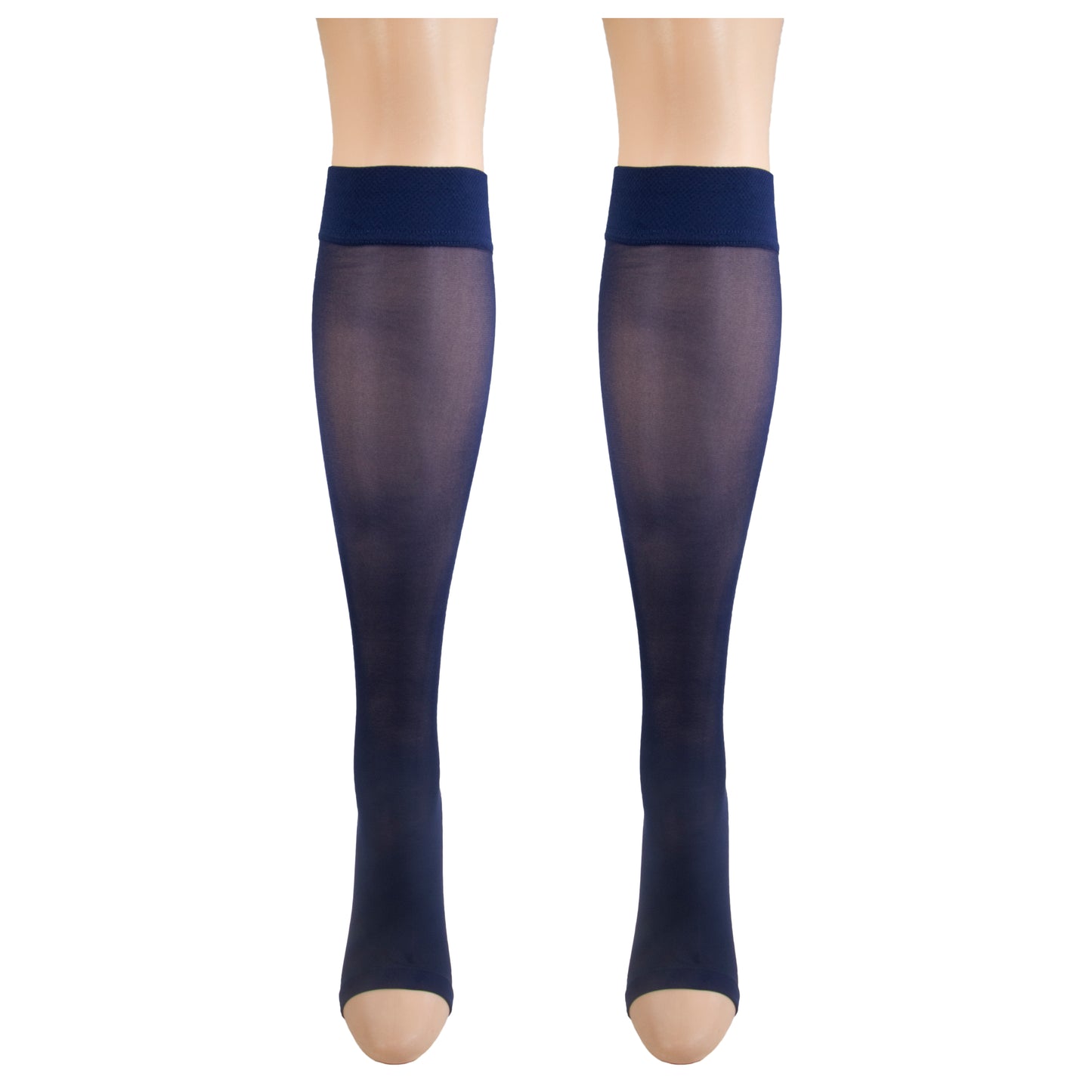 Truform Sheer Compression Stockings, 8-15 mmHg, Women's Open Toe, Knee High Length, 20 Denier