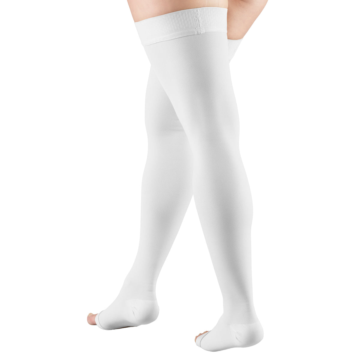 Truform 20-30 mmHg Compression Stockings for Men and Women, Thigh High Length, Dot-Top, Open Toe