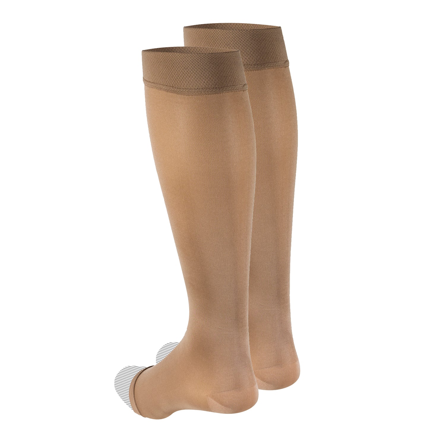 Truform Women's Compression Stockings, 15-20 mmHg, Knee High Length, Open Toe, Opaque