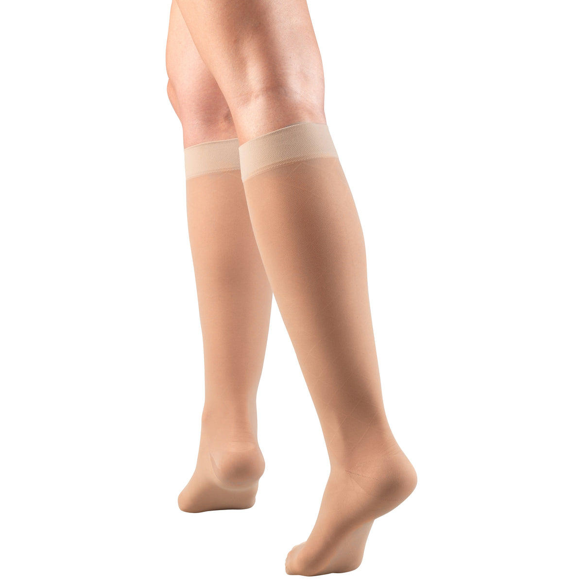 Truform Sheer Compression Stockings, 15-20 mmHg, Women's Knee High Length, Diamond Pattern