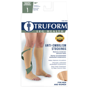 Truform Surgical Stockings, 18 mmHg Compression for Men and Women, Knee High Length, Open Toe