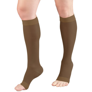 Truform Sheer Compression Stockings, 15-20 mmHg, Women's Knee High Length, Open Toe, 20 Denier