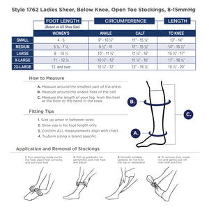 Truform Sheer Compression Stockings, 8-15 mmHg, Women's Open Toe, Knee High Length, 20 Denier