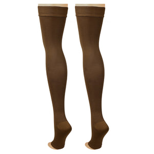 Truform 20-30 mmHg Compression Stockings for Men and Women, Thigh High Length, Dot-Top, Open Toe