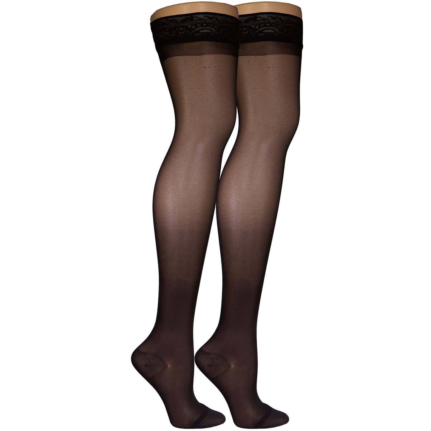 Truform Sheer Compression Stockings, 15-20 mmHg, Women's Thigh High Length, 20 Denier