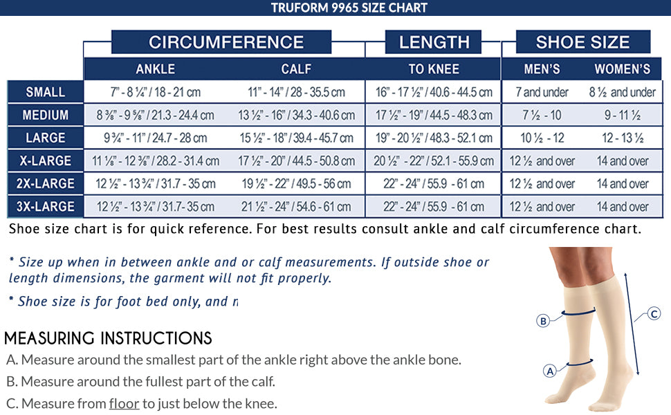 Truform 20-30 mmHg Medical Compression Stockings, Smooth Stretch Microfiber, Knee High, Closed Toe