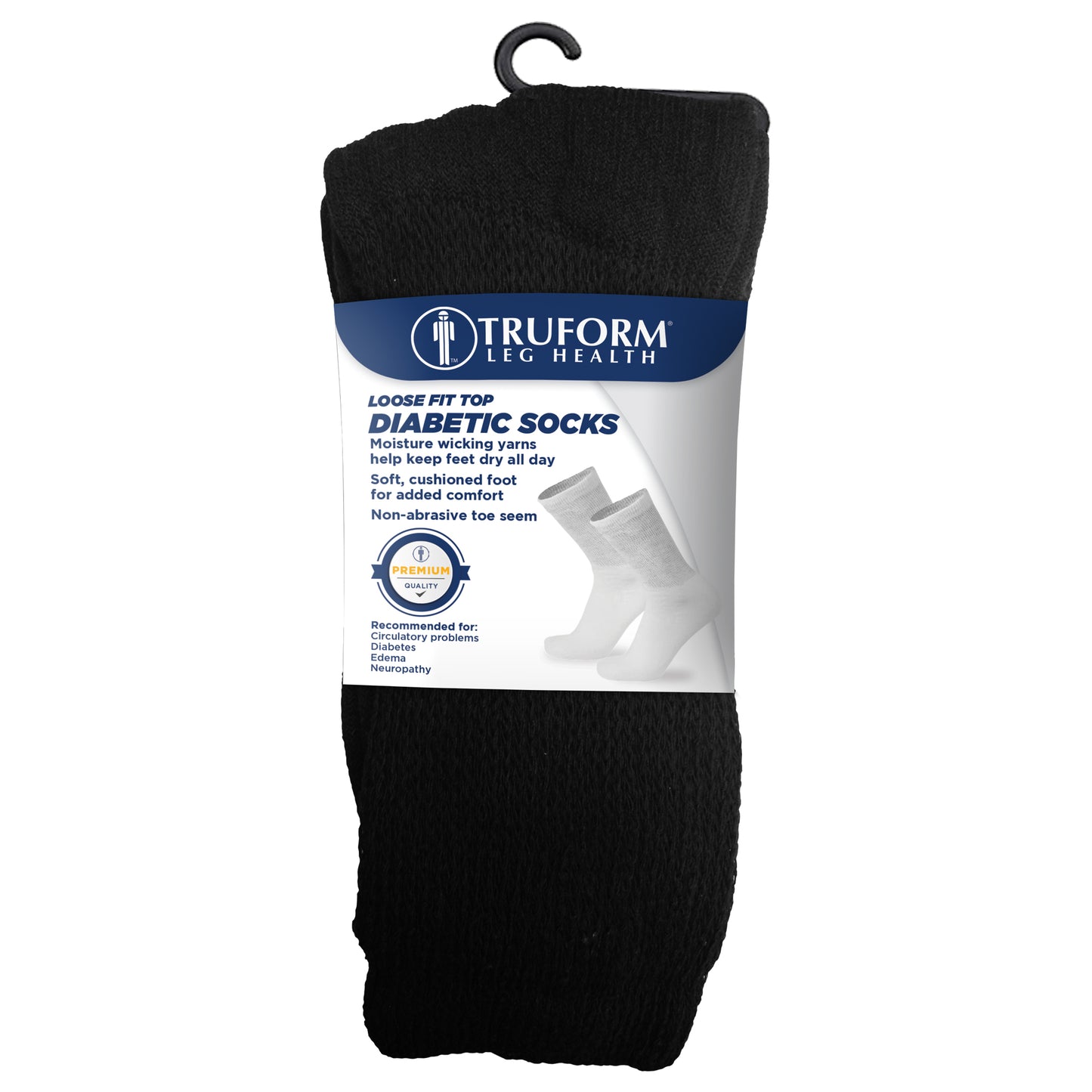 Truform Premiere Diabetic Socks for Men and Women, Medical Style Crew Length, Mid Calf Height