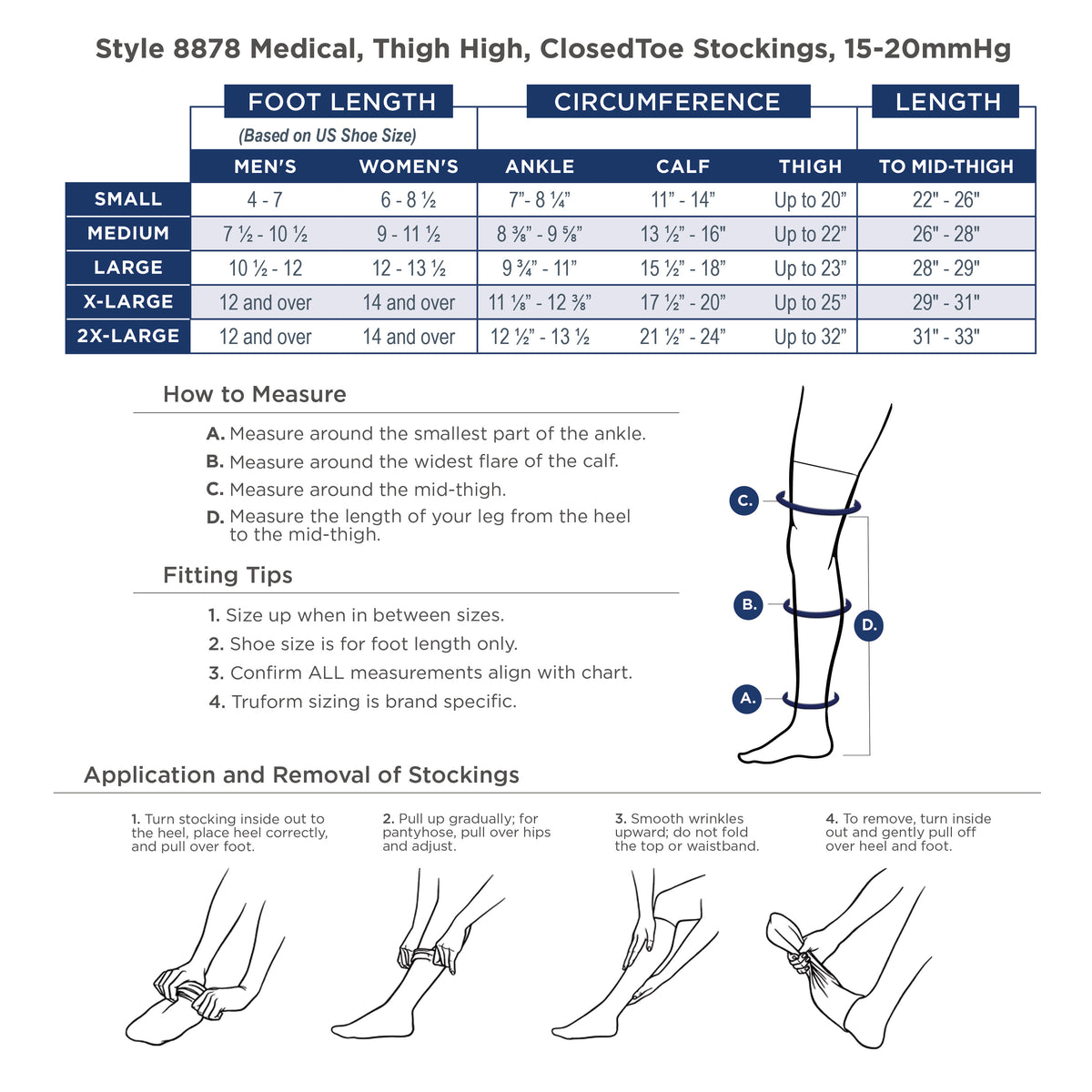 Truform 15-20 mmHg Compression Stockings for Men and Women, Thigh High Length, Dot Top, Closed Toe