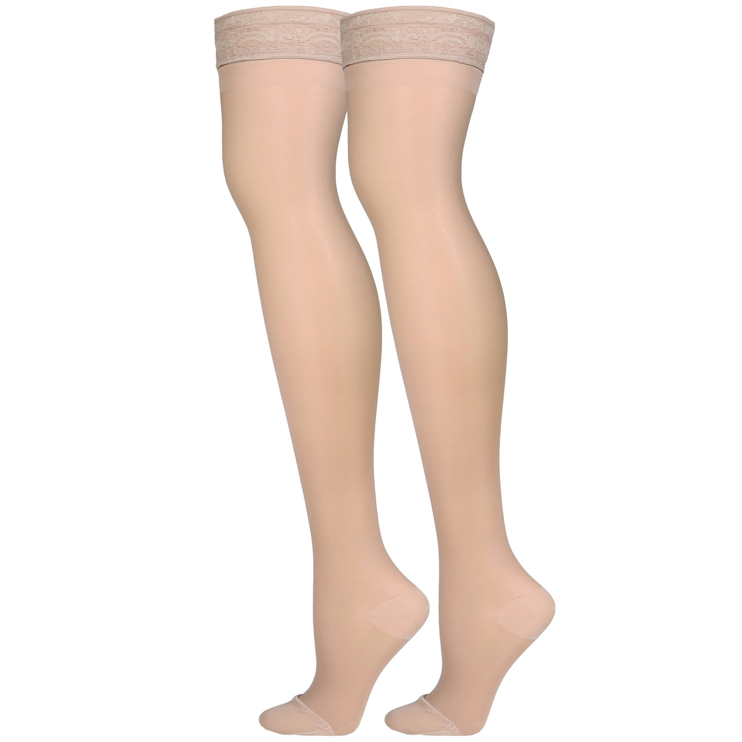 Truform Sheer Compression Stockings, 15-20 mmHg, Women's Thigh High Length, 20 Denier