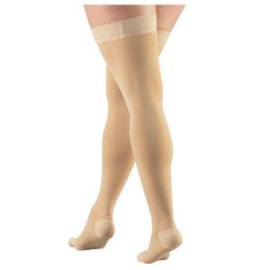 Truform 15-20 mmHg Compression Stockings for Men and Women, Thigh High Length, Dot Top, Closed Toe